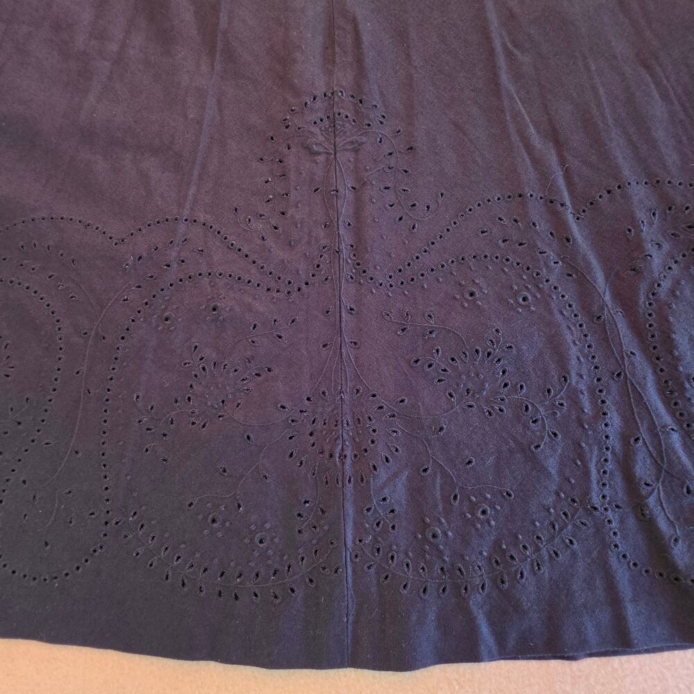 Lauren Ralph Lauren Linen Cotton Blend Black Eyelet Skirt Sz 10 - Picture 4 of 8